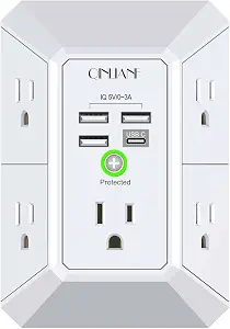 Wall Charger, Surge Protector, QINLIANF 5 Outlet Extender with 4 USB Ports - B08R6S1M1K