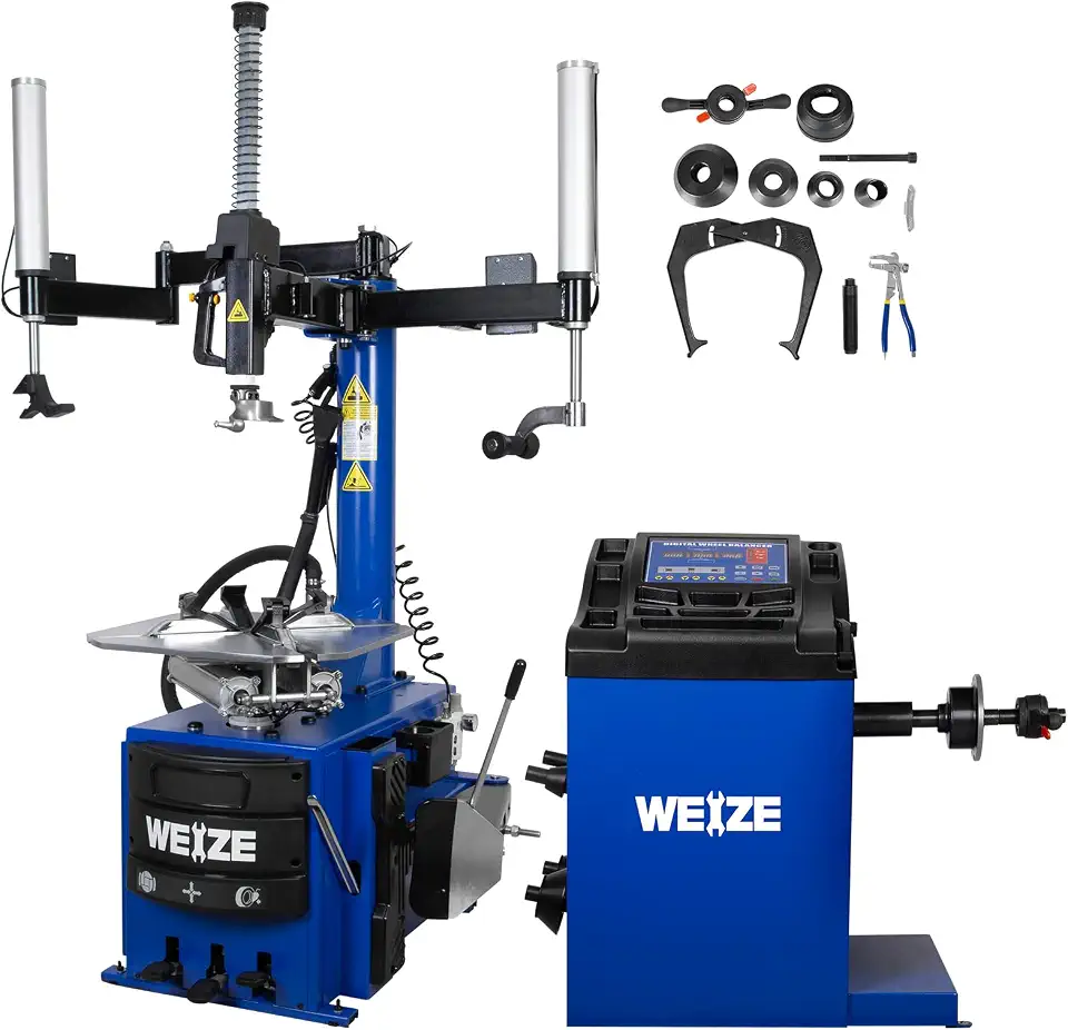 WEIZE 110V 2.0 HP Tire Changer and Wheel Balancer Combo,10''-24'' Rim Air Bead Blaster Tire - B0GJRZZFXC