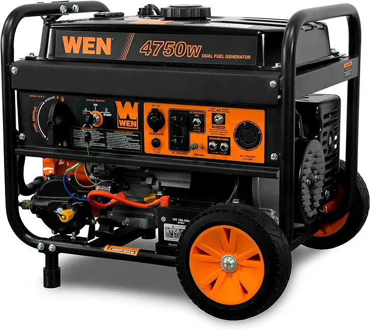 WEN 4,750-Watt 120V/240V Dual Fuel Portable Generator with Wheel Kit and Electric Start (DF475T) - B07M8FFS51