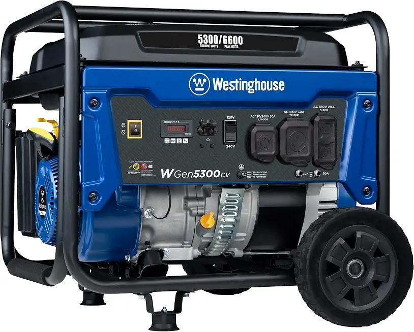 Westinghouse 6600 Peak Watt Home Backup Portable Generator, Transfer Switch Ready 30A Outlet, RV Ready - B099KPF8C8