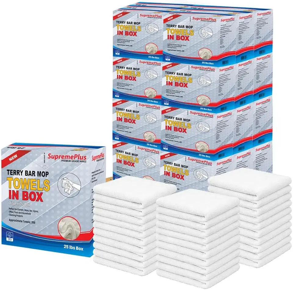 White Terry Bar Mop Towels, Approx. 4800 Terry Cloth Rags, 100% Cotton Cleaning Rags Bulk, - B0HC44HLM8