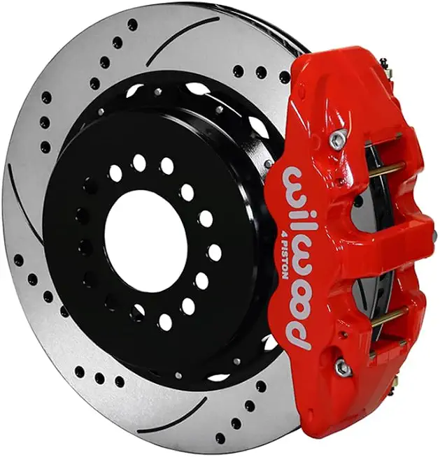 Wilwood 140-11119-DR Rear AERO4 14" Big Brake Kit with Red Calipers & Drilled Rotors, Compatible - B0CB95YMM5