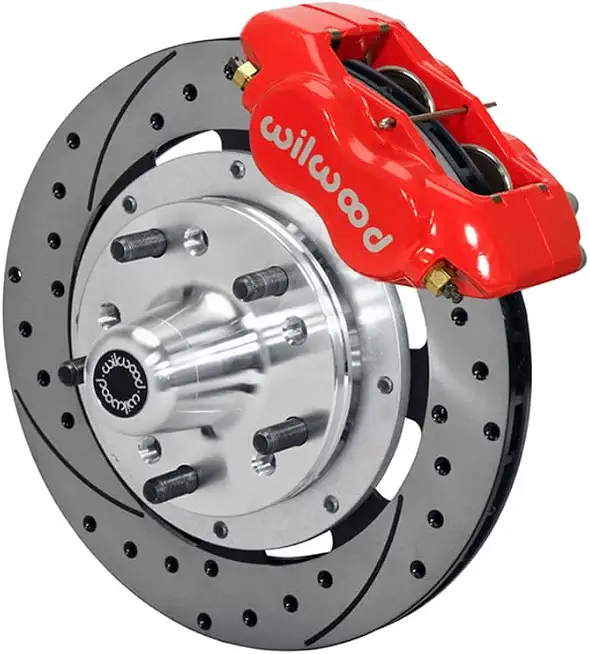 Wilwood 140-8583-DR Forged Dynalite 12.19" Front Hub Big Brake Kit With Drilled Rotors and Red - B0C9T35L6D