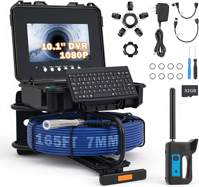 ZELCAN Sewer Inspection Camera for Drain Pipes, 10.1-Inch LCD Screen, 165 FT Cable, Self-Leveling, 512 - B0FW4Z33X3