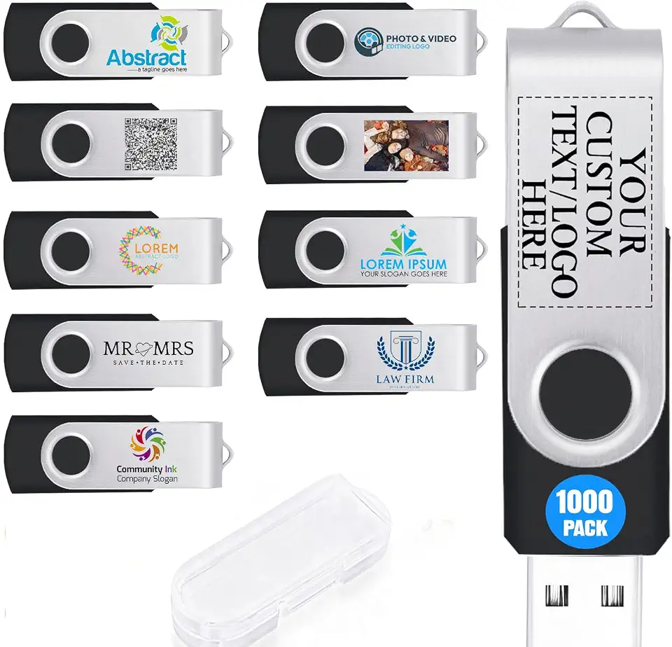 1000 Pack 32GB Custom USB Flash Drives USB 2.0 with Case, Personalized Thumb Drives with - B0GSHSWLMW
