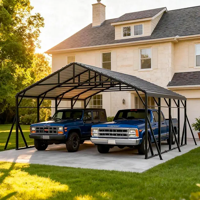 20x20 FT Heavy Duty Metal Carport Kits with Galvanized Steel Roof, Outdoor Carport Canopy Enhanced - B0HKVCSM67