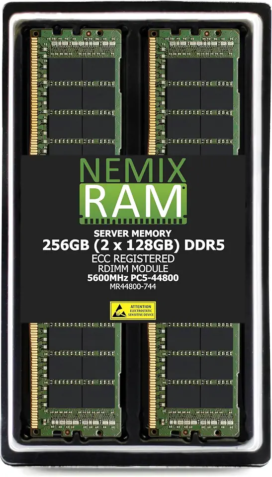 256GB (2X128GB) DDR5 5600MHz PC5-44800 4Rx4 1.1V CL46 288-PIN ECC Registered RDIMM NEMIX RAM Server - B0G4CXY3J8
