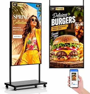 65 Inch Digital Signage Display for Shop Window, 3000 Nits High Brightness - B0GVYYL3WC