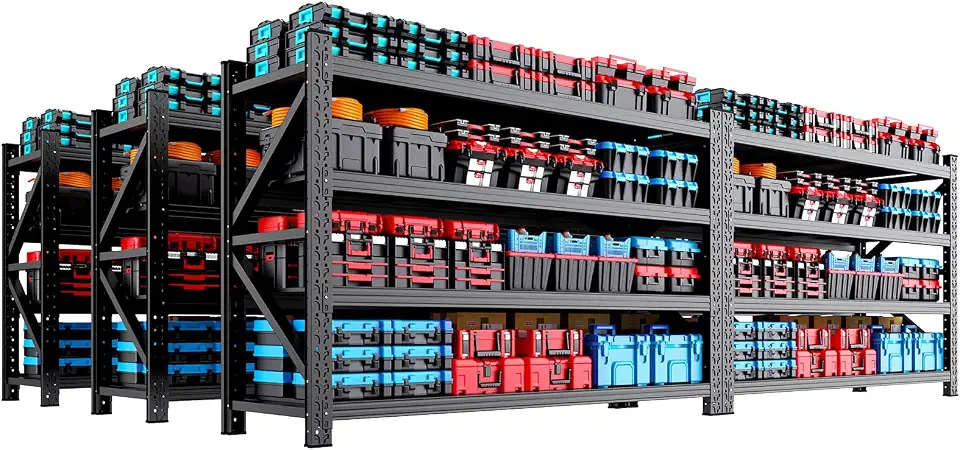 79" W Metal Garage Shelving 4-Tier Heavy Duty Storage Shelves, Adjustable Heavy Duty Shelving Unit, - B0HDCRLSW5