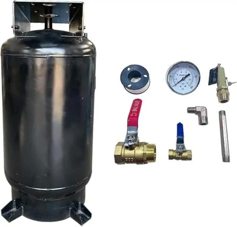 80 Gallon Vertical Air Tank - 200 PSI with ASME Coded - Industrial Air Compressor - B0HK7HVTM9