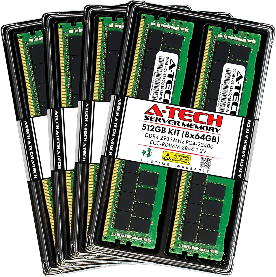 A-Tech 512GB Kit (8x64GB) RAM for Apple Mac Pro 2019 | DDR4 2933MHz PC4-23400 ECC - B0C1263DW3