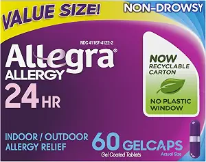 Allegra Adult 24-Hour Non-Drowsy Allergy Relief Gelcaps, 60-Count - B01B5AQEYY