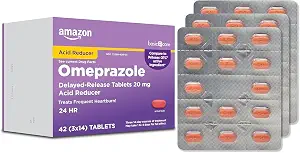 Amazon Basic Care Omeprazole Delayed Release Tablets 20 mg, Treats Frequent Heartburn, Acid Reducer, Heartburn - B074F1RWV9