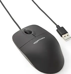 Amazon Basics 3-Button USB Wired Mouse with Responsive Tracking, Plug & Play, Compatible with Windows - B005EJH6RW