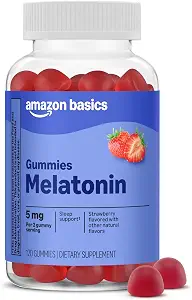 Amazon Basics Melatonin 5mg, 120 Gummies (2 per Serving), Strawberry, Packaging May Vary - B07BBFFTKH