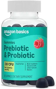 Amazon Basics Prebiotic & Probiotic Gummies, 2 Billion CFU, Blue Raspberry, 50 Count (2 per - B07GPFB6FJ