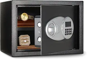 Amazon Basics Steel Security Safe and Lock Box with Electronic Keypad, Secure Documents Storage, Black, - B00UG9HB1Q