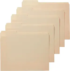 Amazon Basics Sturdy File Folders with Reinforced Tabs for Filing and Organization, 1/3-Cut Tab, Assorted - B01LYHE49W