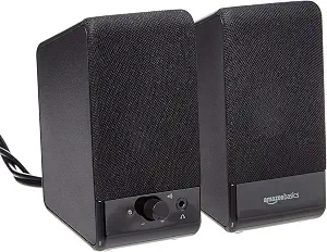 Amazon Basics USB-Powered Computer Speakers with Volume Control for Desktop or Laptop PC, Compact Size, - B07D7TV5J3
