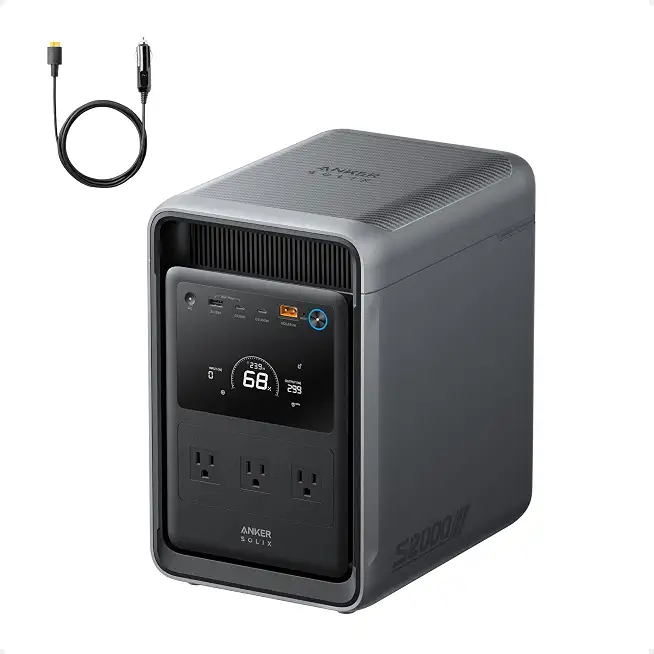 Anker SOLIX S2000 Portable Power Station with Car Charging Cable - B0HJDBKJWL