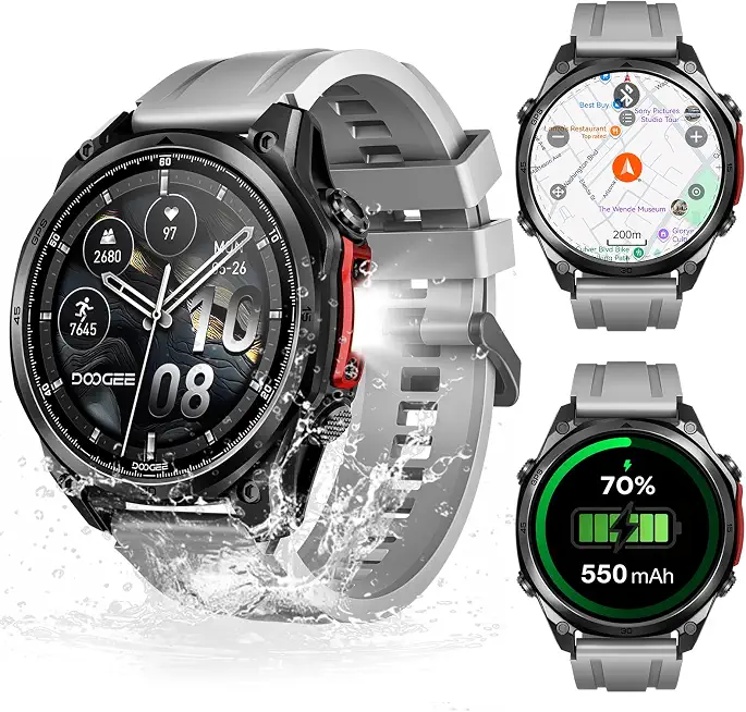 Anywise W1 Pro Mens Smart Watch, 5ATM Dual-Band GPS Offline Maps - B0GTV58CNG