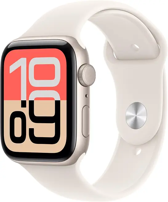 Apple Watch SE 3 [GPS 44mm] Smartwatch with Starlight Aluminum Case with Starlight Sport Band - B0FQFJ8JX8