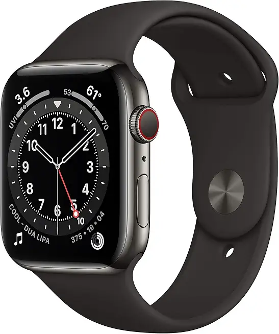 Apple Watch Series 6 (GPS + Cellular, 44mm) - Graphite Stainless Steel Case with Black - B08VX1RC4H