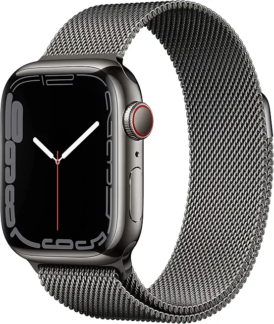 Apple Watch Series 7 [GPS + Cellular 41mm] Smart Watch w/Graphite Stainless Steel Case with - B09HF48N56