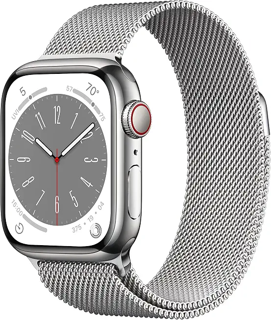 Apple Watch Series 8 [GPS + Cellular 41mm] Smart Watch w/Silver Stainless Steel Case with - B0BDHQS9YP