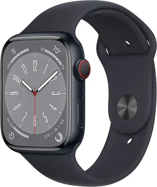 Apple Watch Series 8 (GPS + Cellular, 45mm) - Midnight Aluminum Case with M/L Midnight - B0BZ92F2MC