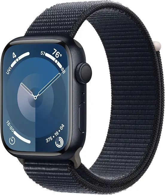 Apple Watch Series 9 [GPS 45mm] Midnight Aluminum Case with Midnight Sport Loop Carbon Neutral - B0CLMCDT4S