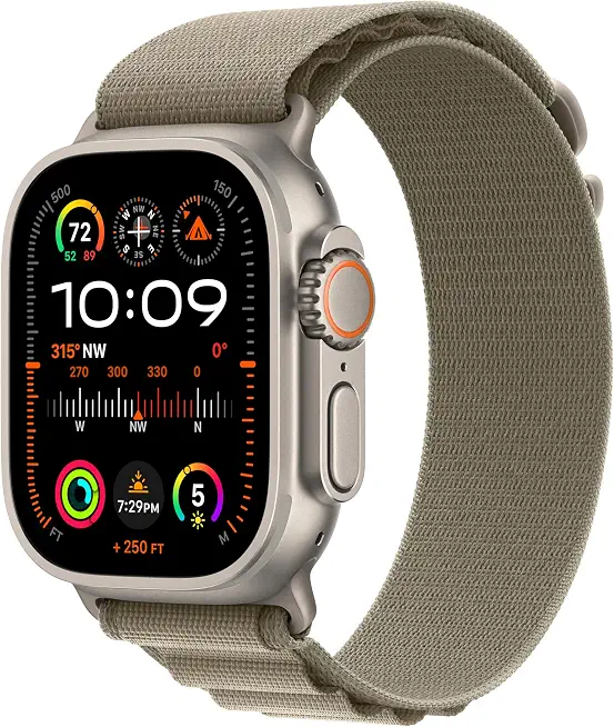 Apple Watch Ultra 2 [GPS + Cellular 49mm] Smartwatch with Rugged Titanium Case & Olive - B0CSV8JVJP