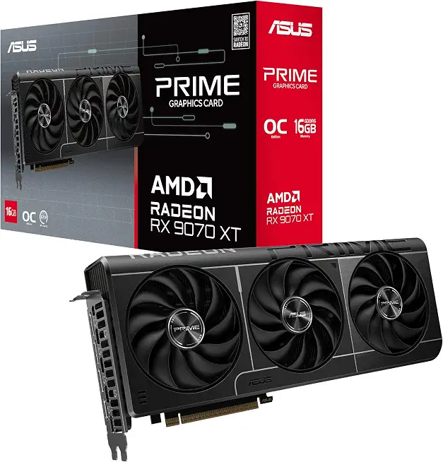 ASUS Prime Radeon RX 9070 XT 16GB GDDR6 OC Edition Gaming Graphics Card - B0DRRMZDH6