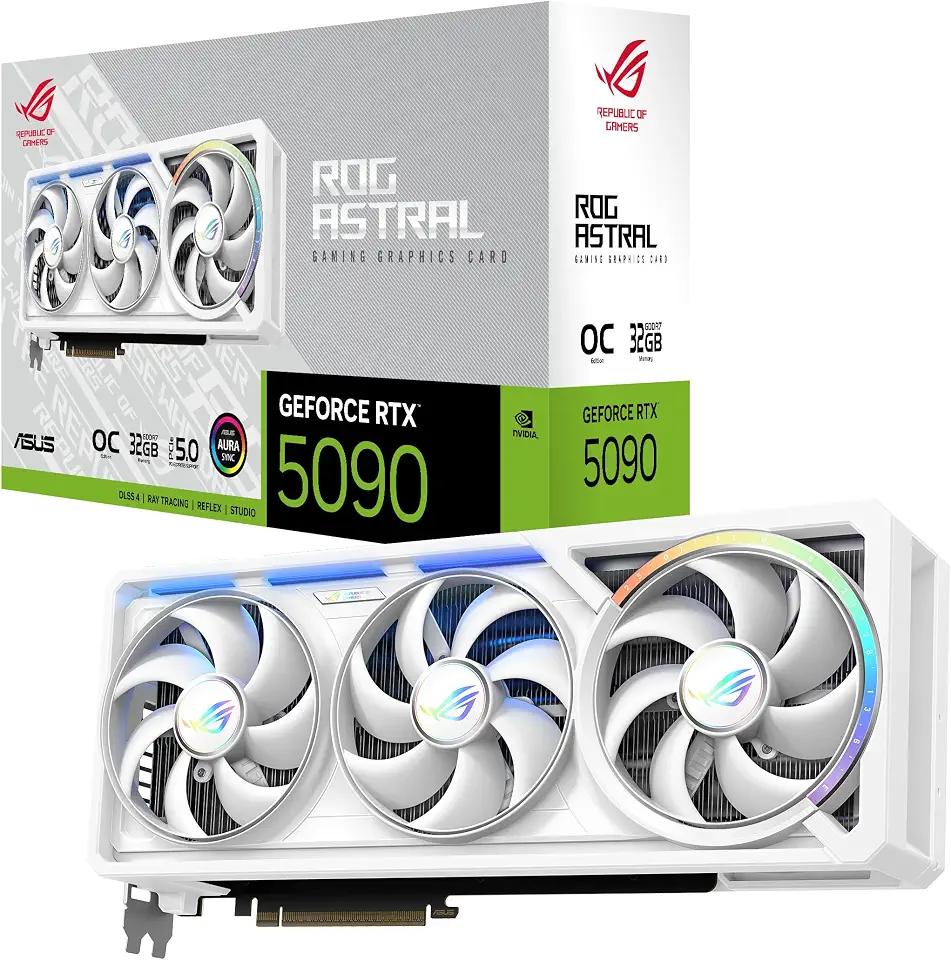 ASUS ROG Astral GeForce RTX 5090 32GB GDDR7 White OC Edition Gaming Quad Fan Graphics - B0F4ZCN7FV