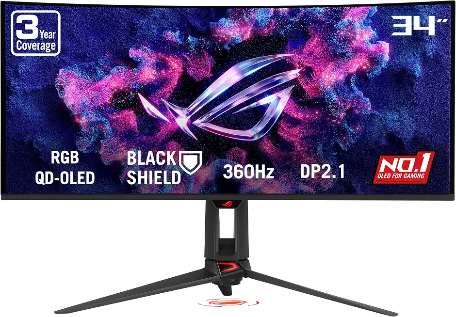 ASUS ROG PG34WCDN 34 Inch 1440p 360Hz Ultrawide RGB OLED Gaming Monitor - B0G31ZYMW3