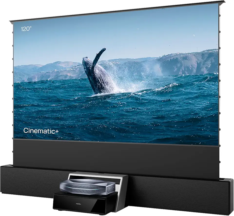 AWOL Aetherion Max 4K 3D UST Projector & 120" Motorized ALR Floor Rising Projector Screen - B0H2DBDB17