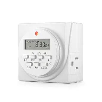 BN-LINK Indoor 7-Day Programmable Digital Timer Outlet, 2 Outlets, 1 Pack - B00MVF16JG