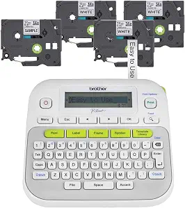 Brother P-Touch, PTD210, Easy-to-Use Label Maker Bundle (4 Label Tapes Included), White, Small - B09QXZ7ZRD