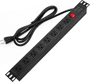 BTU Power Strip Surge Protector Rack-Mount PDU, 8 Right Angle Outlets Wide-Spaced, Mountable Power Strip - B07D4H2XK6