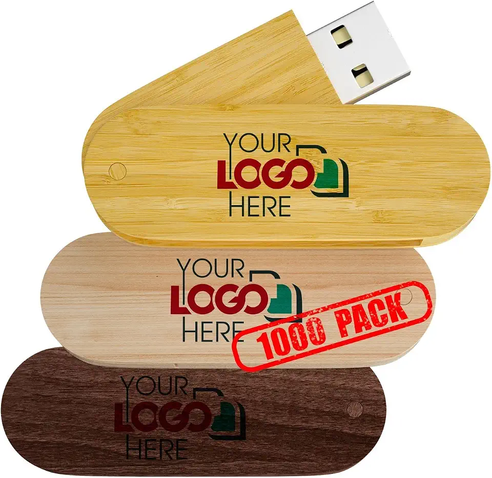 Custom Swivel Wooden USB 3.0 Flash Drive 16GB Imprinted or Engraved with Your Logo - - B083DGB18P