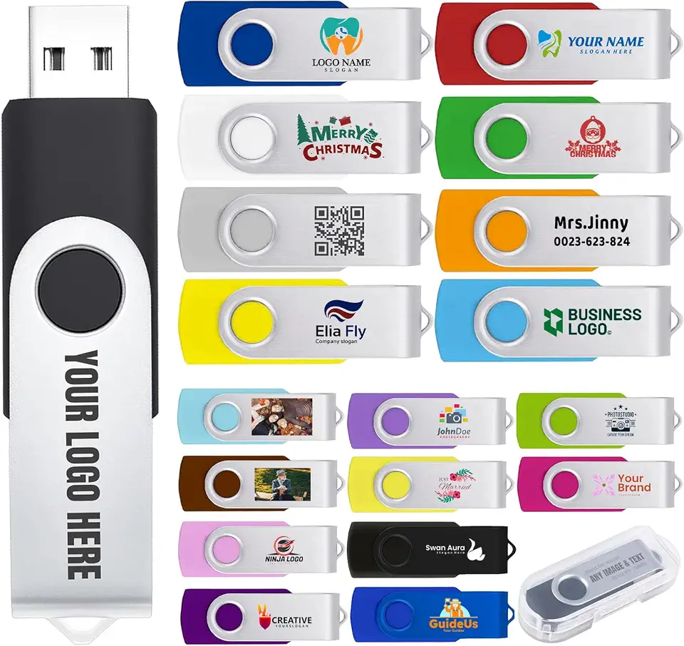 Custom USB Flash Drive with Logo Personalized USB Thumb Drive 64GB Customized Memory Stick 1000 - B0DBLHSHMR