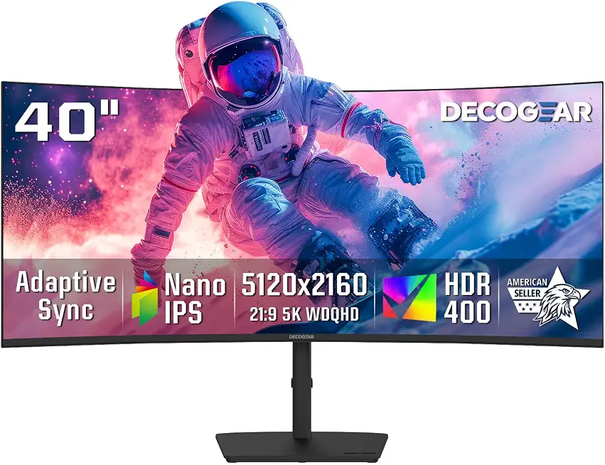 Deco Gear 40" Ultrawide Curved Monitor, 5120x2160, 5K2K, 21:9 75Hz 1ms MPRT - B0HCVDJJD3