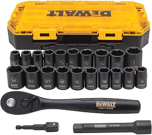 DEWALT Impact Socket Set with Ratchet, Metric/SAE, 1/2" Drive, 23-Piece Set with Case (DWMT74739)﻿ ﻿ - B01IFSX9M4