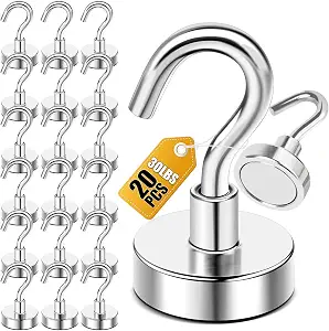 DIYMAG Magnetic Hooks 20pcs 30lbs+ Cruise Essentials 2026 Magnet Hook - B077PZLX6M
