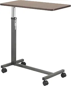 Drive Medical Overbed Table with Wheels, Woodgrain Top, Silver Vein - B002VWJZ8S