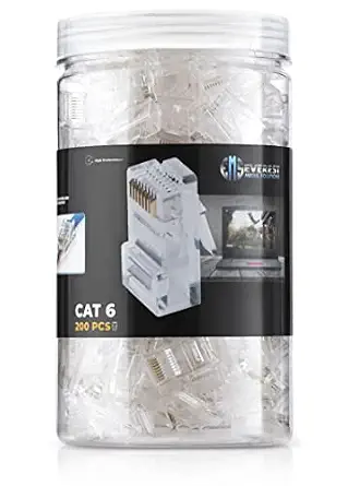 Everest Cat6 RJ45 Pass Through Connector 200-Pack - B07MSB7Y6L