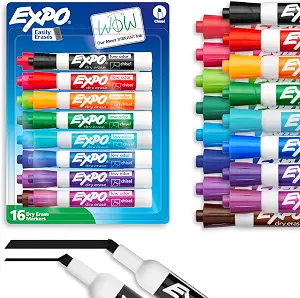EXPO Dry Erase Markers, Low Odor Ink, Assorted Colors, Chisel Tip, 16 Count - Whiteboard, - B00UHUJ2QG