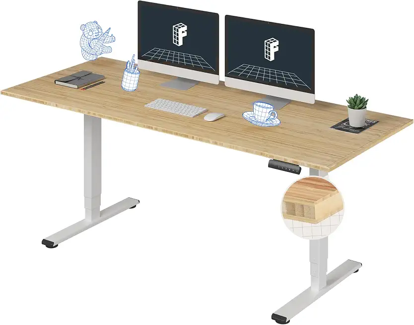 FlexiSpot E6 Bamboo 3-Stage Dual Motor 72 x 30 Electric Standing Desk Sit Stand Up - B09KSYJFLF