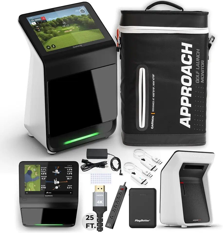 Garmin Approach R50 Golf Launch Monitor & Simulator HDMI/Surge Bundle - B0DS28PNCS