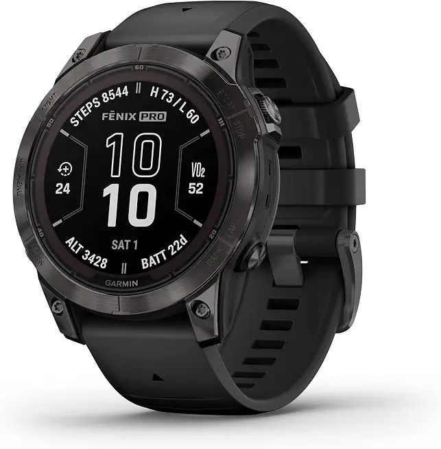 Garmin fēnix 7 Pro Sapphire Solar, Multisport GPS Smartwatch, Built-in Flashlight, Solar Charging Capability, Black, - B0CRXJJKJF